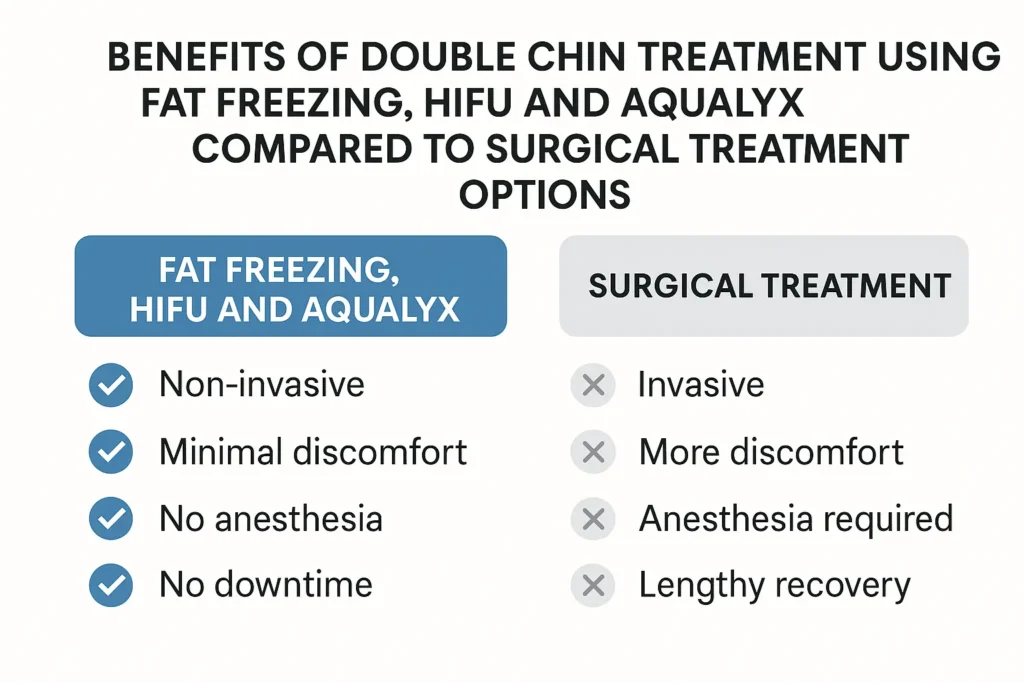 Graphic about the benefits of double chin treatment Lincolnshire - from LA LIPO