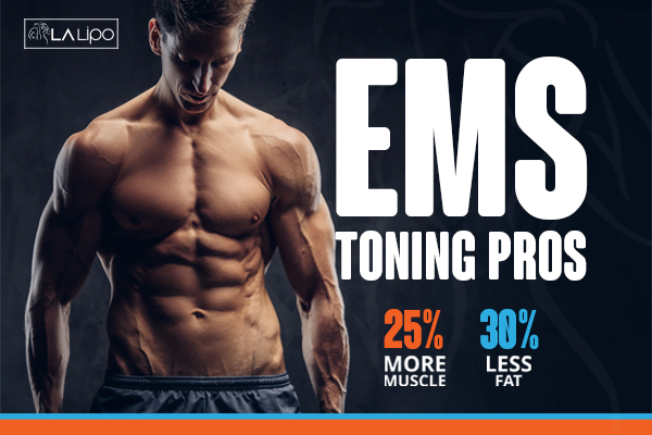 Graphic of man with toned body showing the benefits of LA-EMS Body Sculpting Lincolnshire treatment