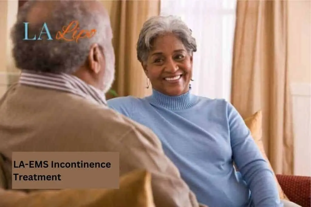 Couple sat smiling at each other - LA-EMS treatment Lincolnshire